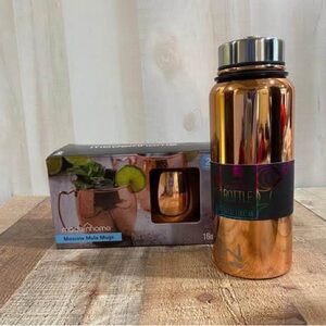 New With Tags Large Stainless Steel Bottle With Set of Moscow Mule Cups